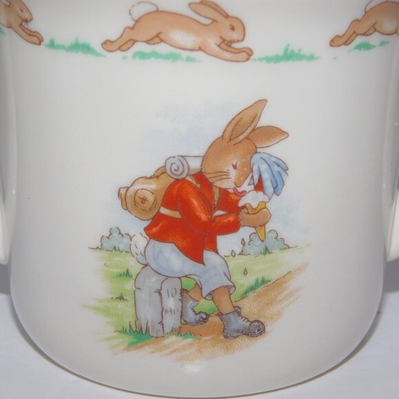 VTG Royal Doulton Bunnykins Double 2 Handled Mug Ice Cream Cart Hiker Bone China - Picture 3 of 8